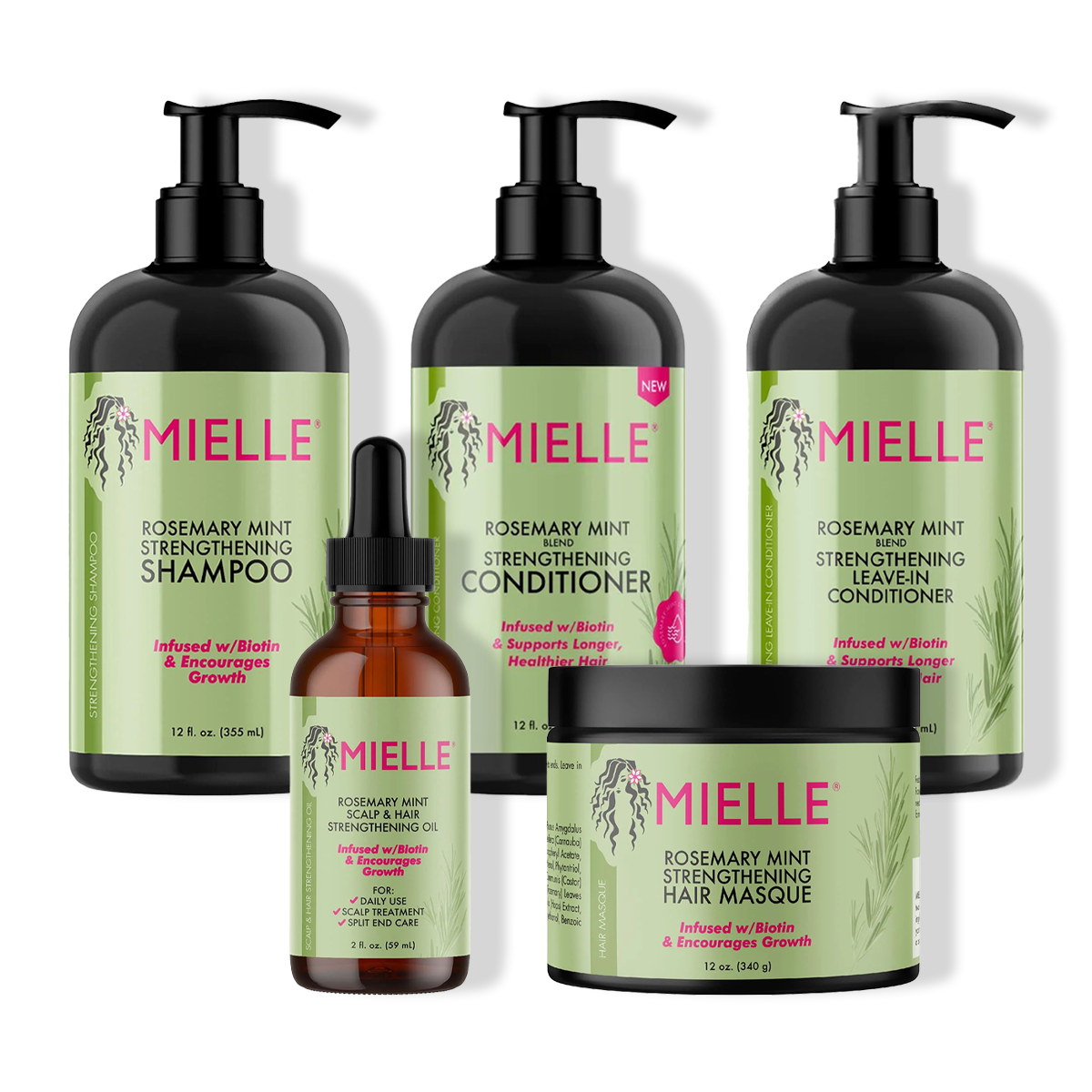 MIELLE Organics Rosemary Mint Rafforzamento Shampoo & Cute Olio Set Regalo  X 2 854102006770