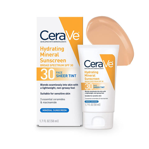 CeraVe - Hydrating Mineral Sunscreen SPF 30 Face Sheer Tint 50ml   Fantastic Look Albania Tirana