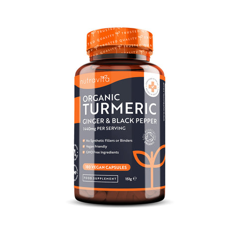 Nutravita - Organic Turmeric with Black Pepper & Ginger Capsules 180 Kapsula   Fantastic Look Albania Tirana