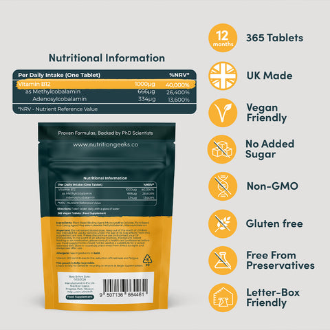 Nutrition Geeks - Vitamin B12 Dual Power Fantastic Look Albania Tirana