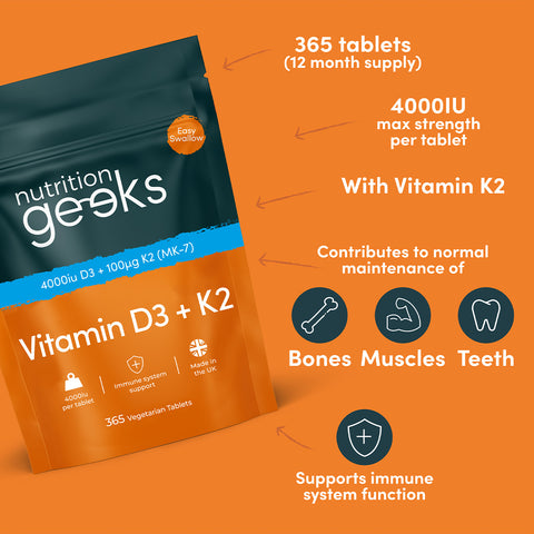 Nutrition Geeks - Vitamin D3 4000iu + K2 Fantastic Look Albania Tirana