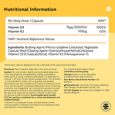 Nutravita - Vitamin D3 3000IU & Vitamin K2 Fantastic Look Albania Tirana