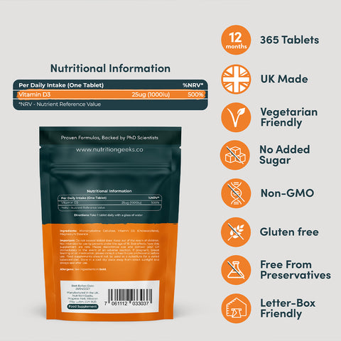 Nutrition Geeks - Vitamin D 1000iu Optimum Strength Fantastic Look Albania Tirana