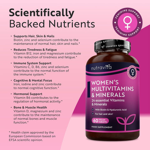 Nutravita - Women's Multivitamins with Biotin and Hyaluronic Acid 60 Tableta Fantastic Look Albania Tirana